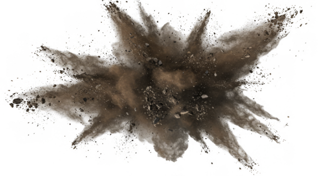 Abstract Illustration of Brown Explosion Powder Burst Isolated on Transparent
