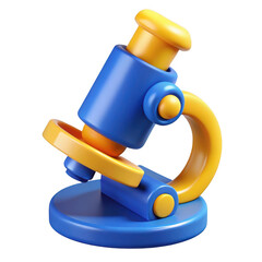 3d cartoon microscope isolated on transparent background