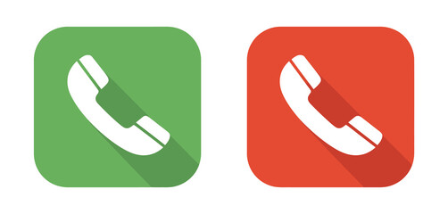 Two phone icons one green and one red with long shadows