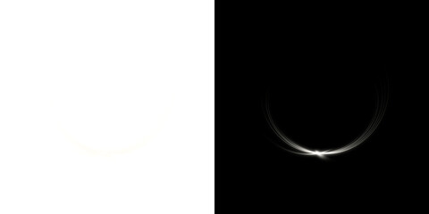 Curved light trail arc with transparent and black backgrounds  © imak