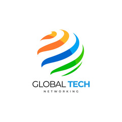 global tech logo,logo design