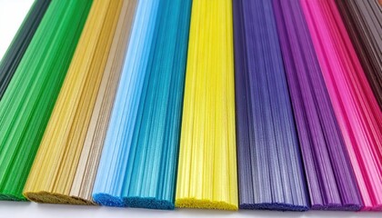 Array Of Various Colored Strands Arranged Neatly Against A Clean White Background