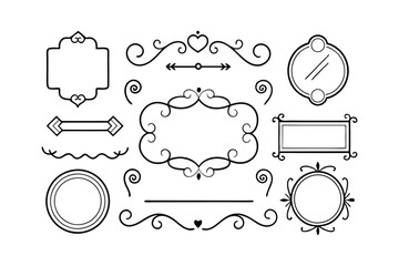 rome style ornate calligraphic design elements set