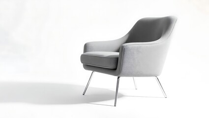 "Elegant Gray Armchair &ndash; Close-Up on a Minimalist White Background"