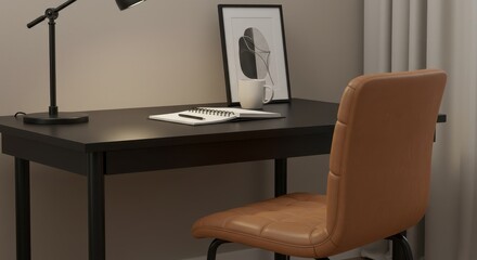 Modern Home Office Setup with Minimalist Desk and Stylish Chair for Productive Workspace