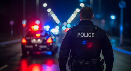 Police Officer on Night Patrol