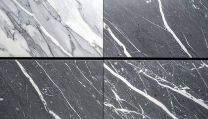 Bookmatched granite pattern with white veins and gray and black tones showcasing smooth texture