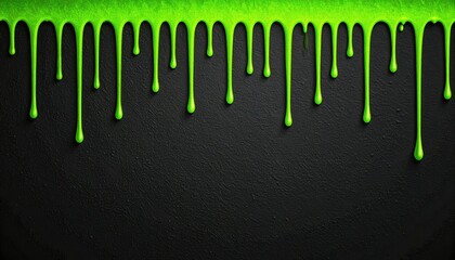 Bright Lime Green Glow Dripping Down Against Black Canvas Texture