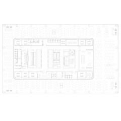 Office Furniture Layout Vector – 2D Drawing of Shared Workspace and Meeting Room Plan