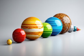 Obraz premium An educational scale showing all planets aligned side by side