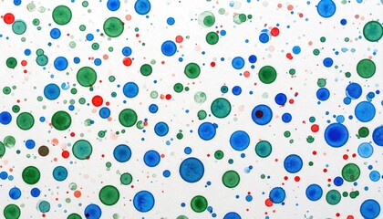 Chaotic Ink Droplets Suspended On Wet Paper In Shades Of Blue Green And Red Scattered Across A White Background