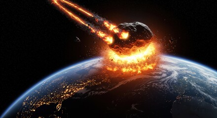 Apocalyptic Asteroid Impact: Earth's Fiery Collision Course with Celestial Body