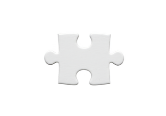 Isolated PNG White Puzzle Piece Connecting Solution In Transparent Background
