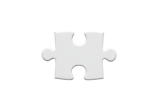 Isolated PNG White Puzzle Piece Connecting Solution In Transparent Background
