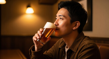 ビールを飲む男性