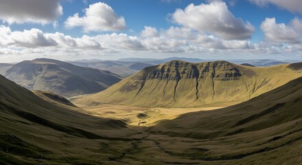 Expansive Highland Landscape Under a Dramatic Cloudy Sky in a Vast Open Wilderness