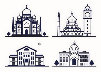 A vector set of 4 building icon for any design 