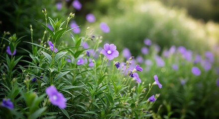 Obraz premium Purple flower field of Linaria bipartita blooms in outdoor nature
