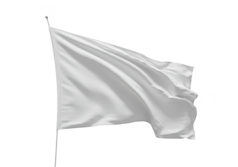 Waving Clean White Fabric Flag on Isolated Background Presentation