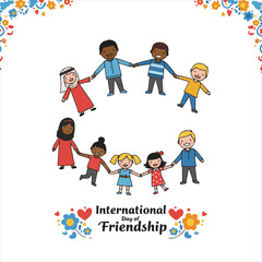 friendship, happy, day, group, people, friends, young, banner, background, greeting, friend, design, illustration, together, vector, poster, international, relationship, love, youth, concept, cartoon,