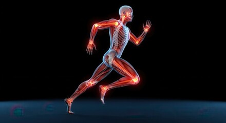Human Anatomy X Ray Style Of A Runner In Motion