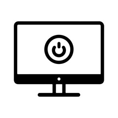 Monitor with Switch Off Button silhouette, Vector Design
