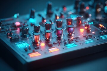 This stock image features a close up of a futuristic computer processor, showcasing ultra-detailed components. The intricate design resembles a futuristic DNA strand, highlighting advanced technology.