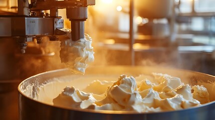 Mixing Cream Production Process at Factory with Industrial Machine