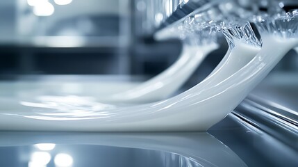 Liquid Pouring Onto Surface in Clean Industrial Setting