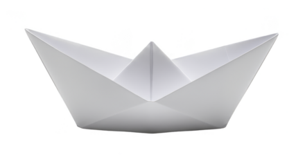 White Paper Origami Boat Illustration a Simple Isolated Naval Sail Design