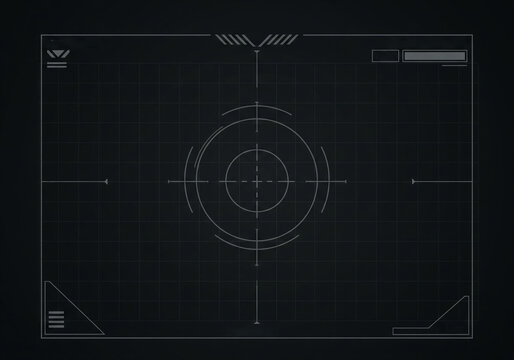 Futuristic HUD Interface with Target Reticle and Grid Overlay. - Powered by Adobe