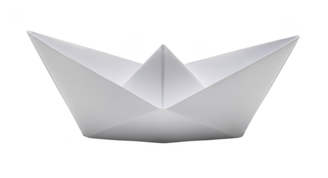 White Paper Origami Boat Illustration a Simple Isolated Naval Sail Design