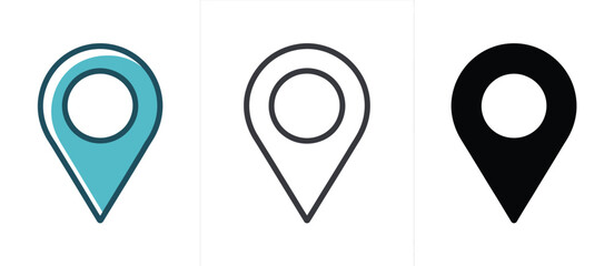 Three Location Icons in Different Shades