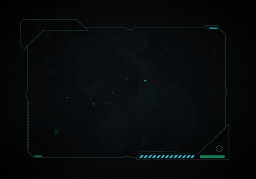 Futuristic HUD Interface with Geometric Outlines and Data Visualization Elements. - Powered by Adobe