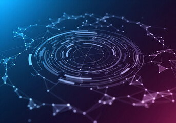 Futuristic Digital Interface with Circular Design and Connected Network.
