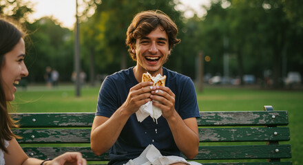Celebrate National Gyro Day with Delicious Mediterranean Flavors Enjoying a Savory Gyro Outdoors
