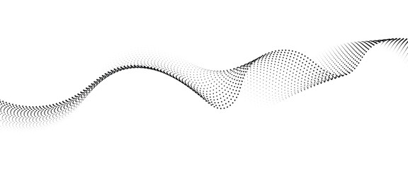 Flowing Dot Wave halftone gradient pattern on transparent background	
