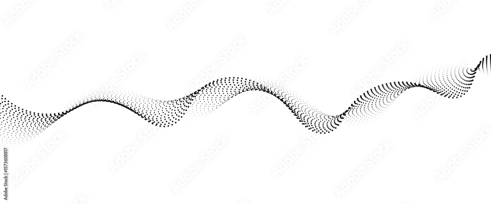 Poster flowing dot wave halftone gradient pattern on transparent background