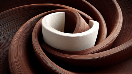 Dark brown cream spiral abstract design