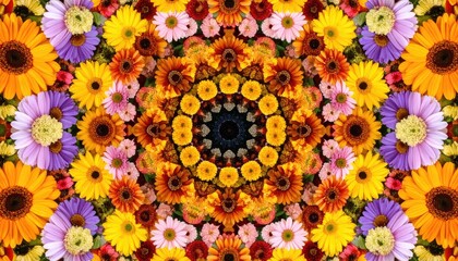Colorful floral kaleidoscope