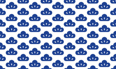 Minimal Indigo Blue Japanese Pine Seamless Vector Pattern for Textile, Kimono, and Elegant Japanese Background
