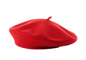 Isolated Red Beret Hat Fashionable Clothing Accessory on Transparent Background