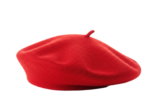 Isolated Red Beret Hat Fashionable Clothing Accessory on Transparent Background - Powered by Adobe
