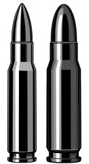 Illustration of Two Metallic Bullets Ammunition Isolated on Transparent