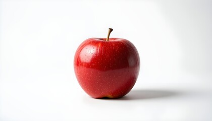 A single red apple on a white background
