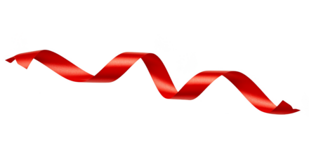 Isolated Red Ribbon Curve Elegant Design on Transparent Background