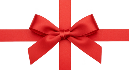 Isolated Red Ribbon Bow for Celebration Decoration and Gift Designs