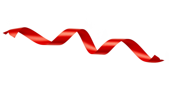 Isolated Red Ribbon Curve Elegant Design on Transparent Background