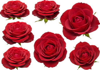 Isolated Red Rose Blooms with Transparent Background for Valentine