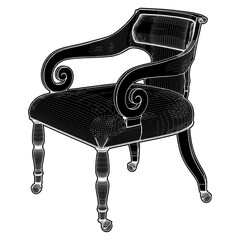 Antique Armchair Vector. Classic Retro Elbow-Chair, Easy Chair Illustration Isolated On White Background.